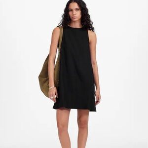 Madewell Mini Shift Dress in Jet Black Linen Size Medium